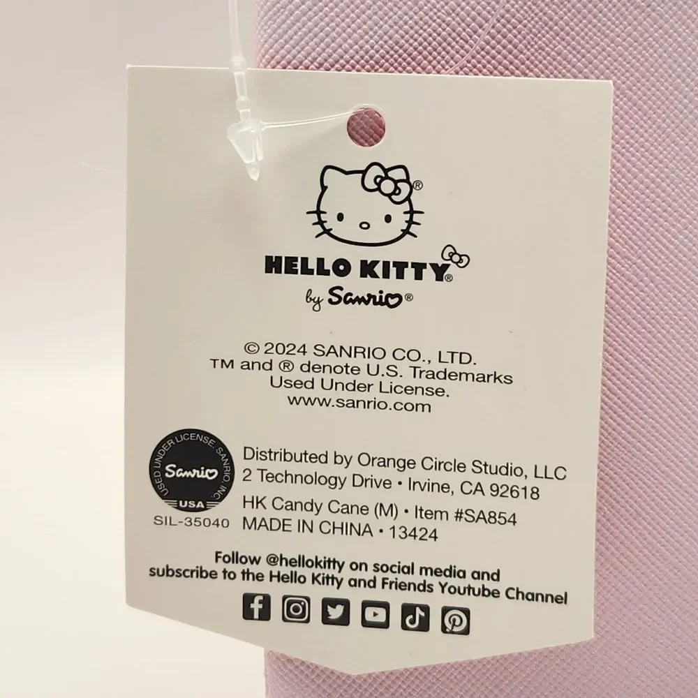 NWT Hello‎ Kitty Candy Cane Small Pink Pencil/ Makeup Pouch Gold Zipper